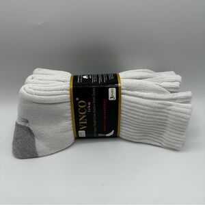 VINCO Men's HeavyWeight Crew Socks White-Mens size 10-13 Pack of 3 gray & white